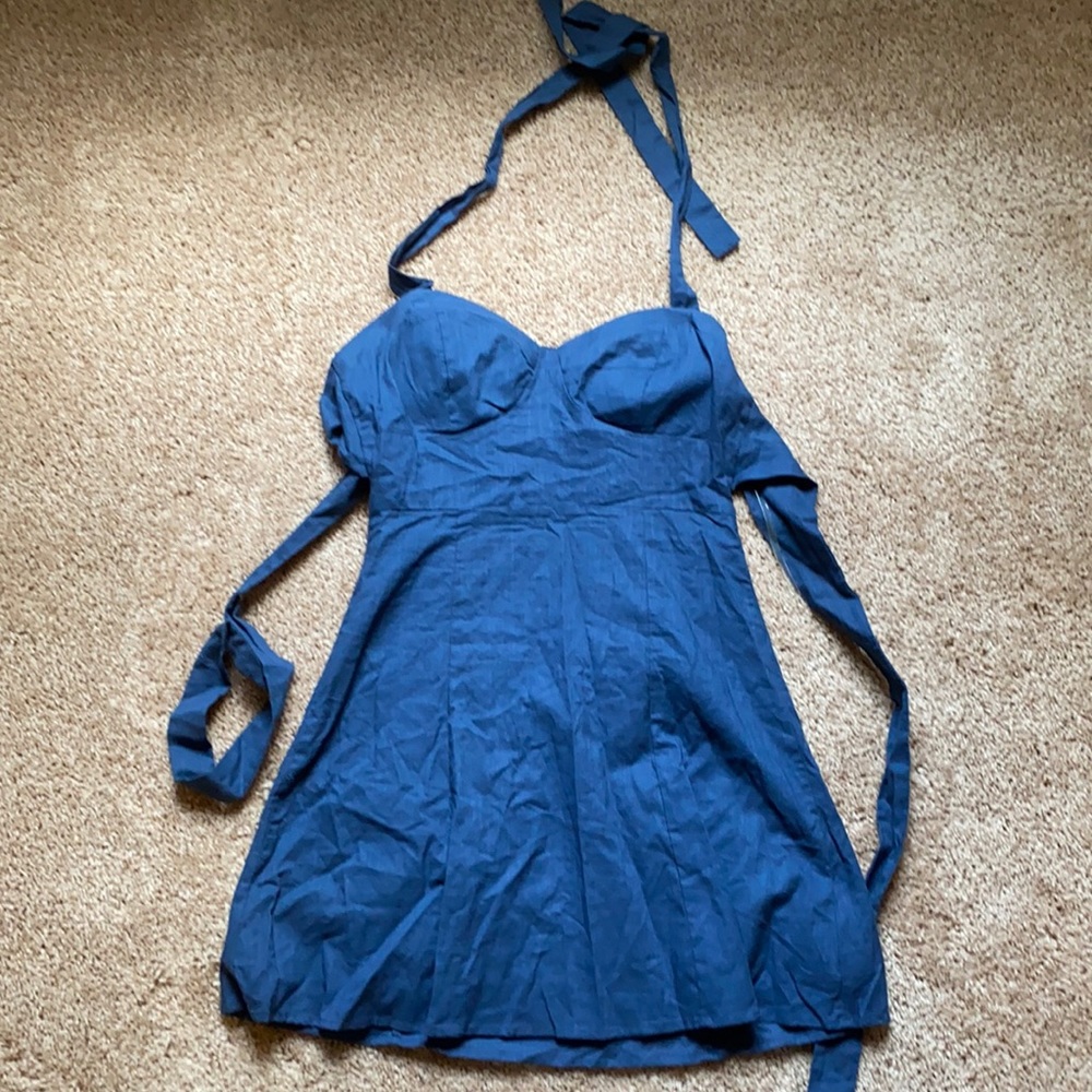 Never worn: small denim halter dress
